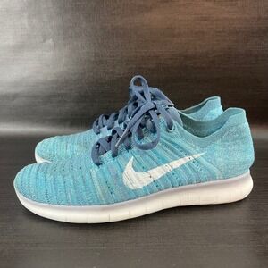 Nike Free RN Flyknit Womens 7.5 Ocean Blue Running Athletic Shoes 831070-404